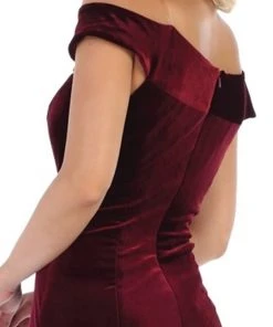 May Queen - MQ1592 Off-Shoulder Fitted Mermaid Evening Dress Formal Gowns