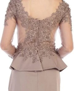 Formal Gowns May Queen - MQ1593 Embroidered Illusion Bateau Long Sleeves Dress 12 Formal Gowns May Queen - MQ1593 Embroidered Illusion Bateau Long Sleeves Dress