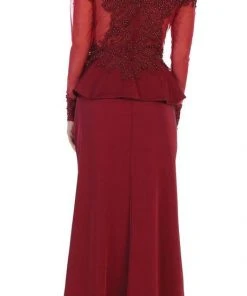 Formal Gowns May Queen - MQ1593 Embroidered Illusion Bateau Long Sleeves Dress 15 Formal Gowns May Queen - MQ1593 Embroidered Illusion Bateau Long Sleeves Dress