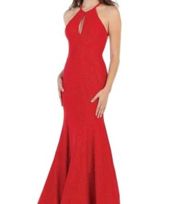May Queen - MQ1603 Cutout Bodice Halter Mermaid Gown