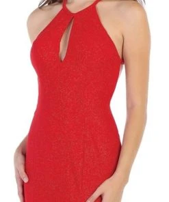 May Queen - MQ1603 Cutout Bodice Halter Mermaid Gown