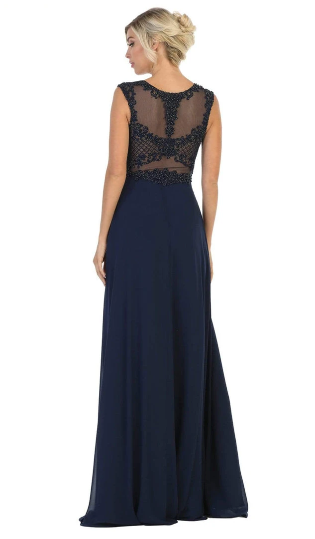 Formal Gowns May Queen - MQ1619 Lace Applique Bateau A-line Dress 8 Formal Gowns May Queen - MQ1619 Lace Applique Bateau A-line Dress