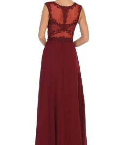 Formal Gowns May Queen - MQ1619 Lace Applique Bateau A-line Dress 9 Formal Gowns May Queen - MQ1619 Lace Applique Bateau A-line Dress