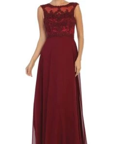 Formal Gowns May Queen - MQ1619 Lace Applique Bateau A-line Dress