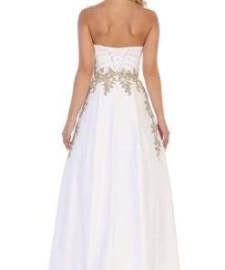 May Queen - MQ1627 Gilt-Appliqued Sweetheart High Low Gown Formal Gowns
