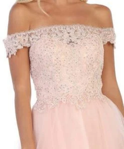 May Queen - MQ1649 Illusion Lace Off Shoulder A-Line Gown 8 May Queen - MQ1649 Illusion Lace Off Shoulder A-Line Gown
