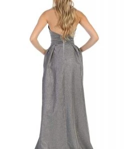 Formal Gowns May Queen - MQ1710 Strapless Plunging V-Neck A-Line Dress