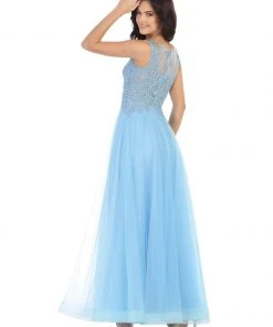 Formal Gowns May Queen - MQ1716 Lace Appliqued Bodice Tulle Dress
