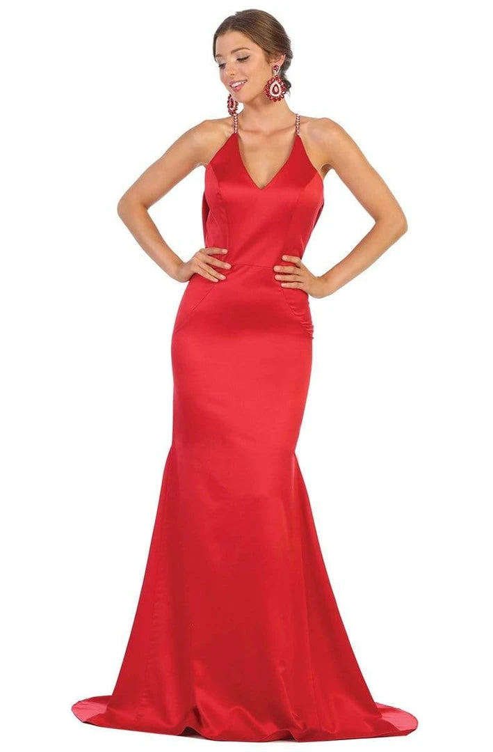 Formal Gowns May Queen - MQ1779 Embellished V-neck Trumpet Dress 3 Formal Gowns May Queen - MQ1779 Embellished V-neck Trumpet Dress