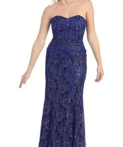 May Queen - MQ540 Strapless Sequined Lace Applique Dress 24 May Queen - MQ540 Strapless Sequined Lace Applique Dress