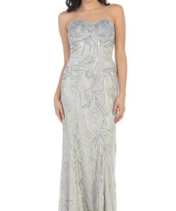 May Queen - MQ540 Strapless Sequined Lace Applique Dress 28 May Queen - MQ540 Strapless Sequined Lace Applique Dress