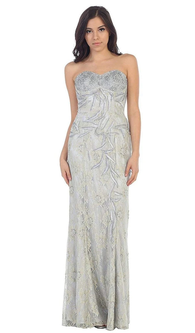 May Queen - MQ540 Strapless Sequined Lace Applique Dress 13 May Queen - MQ540 Strapless Sequined Lace Applique Dress
