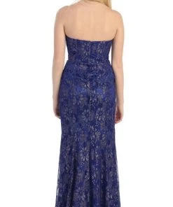 May Queen - MQ540 Strapless Sequined Lace Applique Dress 30 May Queen - MQ540 Strapless Sequined Lace Applique Dress