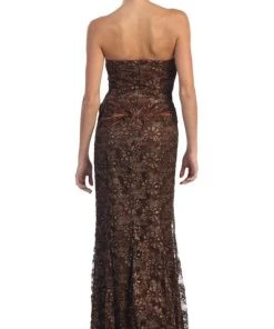 May Queen - MQ540 Strapless Sequined Lace Applique Dress 32 May Queen - MQ540 Strapless Sequined Lace Applique Dress