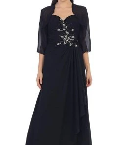 Formal Gowns May Queen - MQ838 Strapless Sweetheart Formal Gown With Quarter Sleeve Bolero