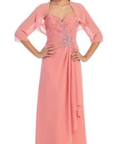Formal Gowns May Queen - MQ838 Strapless Sweetheart Formal Gown With Quarter Sleeve Bolero 12 Formal Gowns May Queen - MQ838 Strapless Sweetheart Formal Gown With Quarter Sleeve Bolero