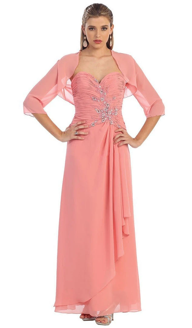 Formal Gowns May Queen - MQ838 Strapless Sweetheart Formal Gown With Quarter Sleeve Bolero 7 Formal Gowns May Queen - MQ838 Strapless Sweetheart Formal Gown With Quarter Sleeve Bolero