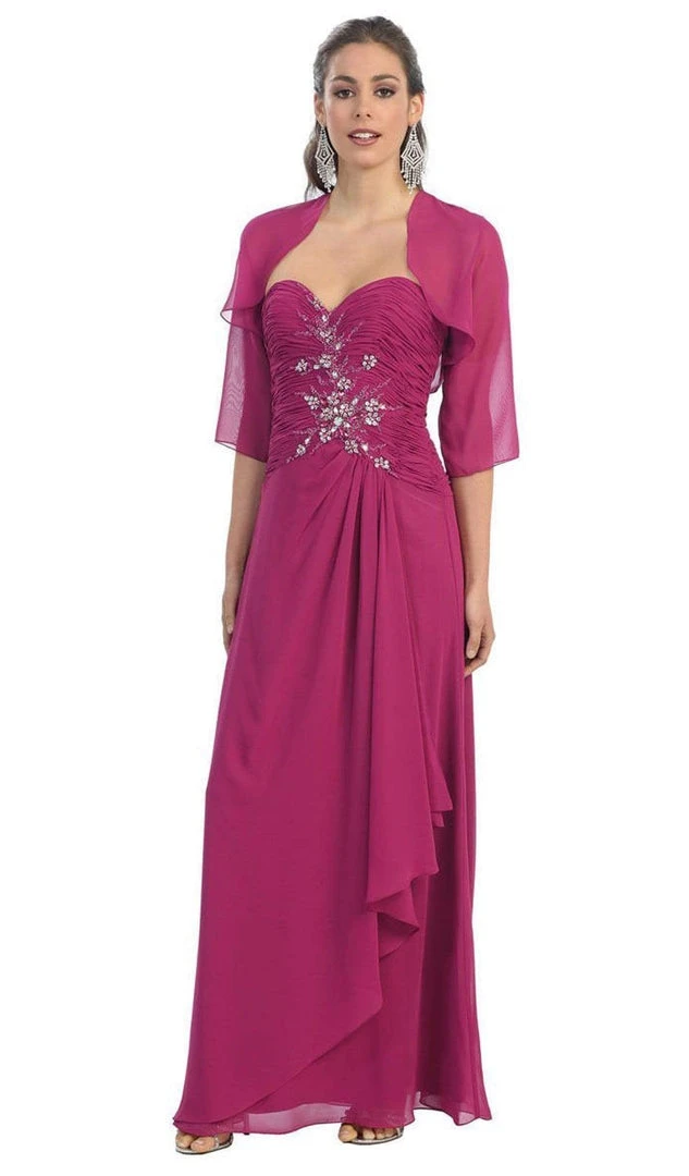 Formal Gowns May Queen - MQ838 Strapless Sweetheart Formal Gown With Quarter Sleeve Bolero 5 Formal Gowns May Queen - MQ838 Strapless Sweetheart Formal Gown With Quarter Sleeve Bolero