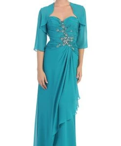 Formal Gowns May Queen - MQ838 Strapless Sweetheart Formal Gown With Quarter Sleeve Bolero 13 Formal Gowns May Queen - MQ838 Strapless Sweetheart Formal Gown With Quarter Sleeve Bolero