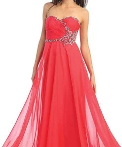 Formal Gowns May Queen - MQ981 Embellished Ruched Sweetheart Chiffon Prom Dress