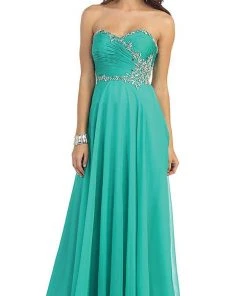Formal Gowns May Queen - MQ981 Embellished Ruched Sweetheart Chiffon Prom Dress