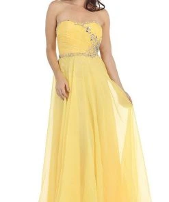 Formal Gowns May Queen - MQ981 Embellished Ruched Sweetheart Chiffon Prom Dress