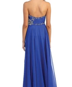 Formal Gowns May Queen - MQ981 Embellished Ruched Sweetheart Chiffon Prom Dress