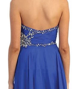 Formal Gowns May Queen - MQ981 Embellished Ruched Sweetheart Chiffon Prom Dress