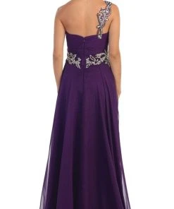 May Queen - One Shoulder Strap Sequined Formal Dress With High Front Slit Formal Gowns 19 May Queen - One Shoulder Strap Sequined Formal Dress With High Front Slit Formal Gowns