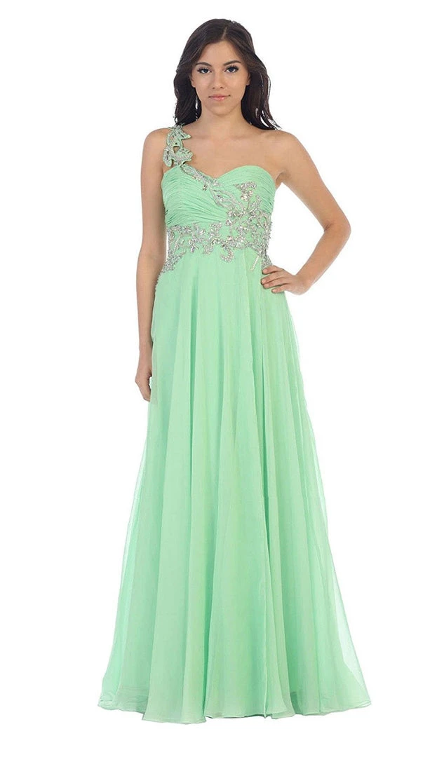 May Queen - One Shoulder Strap Sequined Formal Dress With High Front Slit Formal Gowns 9 May Queen - One Shoulder Strap Sequined Formal Dress With High Front Slit Formal Gowns