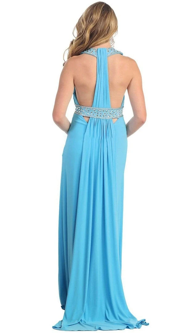 May Queen - Pleated Halter Evening Dress Formal Gowns 8 May Queen - Pleated Halter Evening Dress Formal Gowns