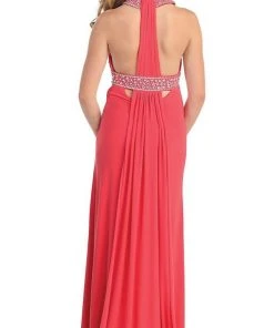 May Queen - Pleated Halter Evening Dress Formal Gowns 10 May Queen - Pleated Halter Evening Dress Formal Gowns