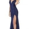 May Queen - Plunging V-Neck High Slit Lace Gown MQ1624 - 1 Pc Navy In Size 2 Available Formal Gowns 2 May Queen - Plunging V-Neck High Slit Lace Gown MQ1624 - 1 Pc Navy In Size 2 Available Formal Gowns