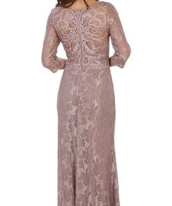 May Queen - Quarter Length Sleeve Lace Evening Dress