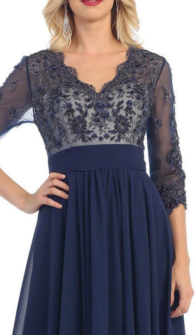 May Queen - Quarter Sleeve Illusion Empire Formal Dress Formal Gowns 8 May Queen - Quarter Sleeve Illusion Empire Formal Dress Formal Gowns