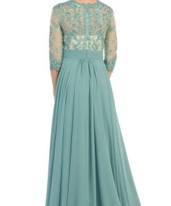 May Queen - Quarter Sleeve Illusion Empire Formal Dress Formal Gowns 12 May Queen - Quarter Sleeve Illusion Empire Formal Dress Formal Gowns