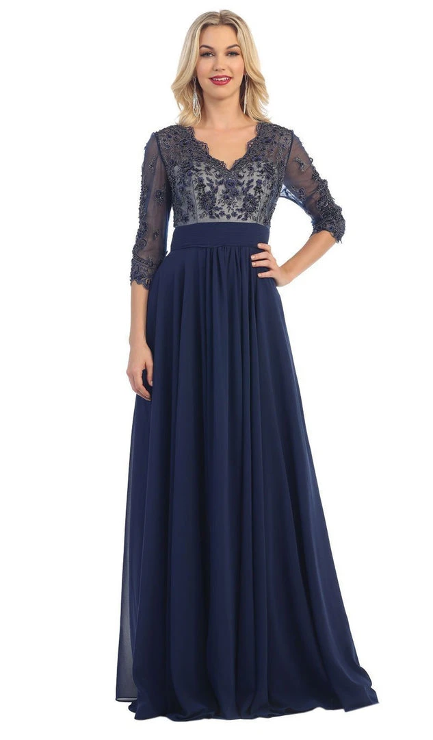 May Queen - Quarter Sleeve Illusion Empire Formal Dress Formal Gowns 7 May Queen - Quarter Sleeve Illusion Empire Formal Dress Formal Gowns