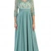 May Queen - Quarter Sleeve Illusion Empire Formal Dress Formal Gowns