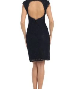 May Queen - RQ7242 Cap Sleeve Sheer Jewel Lace Cocktail Dress Cocktail Dresses 12 May Queen - RQ7242 Cap Sleeve Sheer Jewel Lace Cocktail Dress Cocktail Dresses