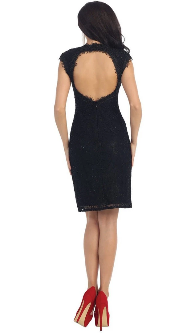 May Queen - RQ7242 Cap Sleeve Sheer Jewel Lace Cocktail Dress Cocktail Dresses 5 May Queen - RQ7242 Cap Sleeve Sheer Jewel Lace Cocktail Dress Cocktail Dresses
