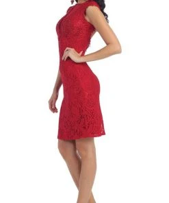 May Queen - RQ7242 Cap Sleeve Sheer Jewel Lace Cocktail Dress Cocktail Dresses 17 May Queen - RQ7242 Cap Sleeve Sheer Jewel Lace Cocktail Dress Cocktail Dresses