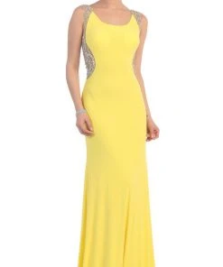 Formal Gowns May Queen - RQ7375 Hourglass Illusion Embellished Bodice Evening Dress