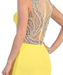 Formal Gowns May Queen - RQ7375 Hourglass Illusion Embellished Bodice Evening Dress 10 Formal Gowns May Queen - RQ7375 Hourglass Illusion Embellished Bodice Evening Dress