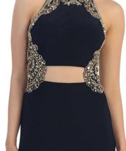 May Queen - RQ7422 Elegant High Neck Long Dress Formal Gowns