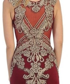 May Queen - RQ7435 Gold Embellished Sheer Jewel Sheath Evening Dress Formal Gowns 11 May Queen - RQ7435 Gold Embellished Sheer Jewel Sheath Evening Dress Formal Gowns