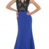 May Queen - RQ7457 Lace Applique Bodice Illusion Neck Evening Dress Formal Gowns