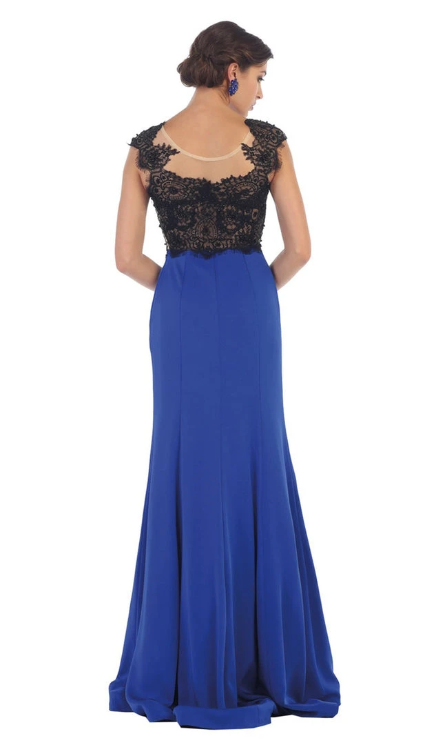 May Queen - RQ7457 Lace Applique Bodice Illusion Neck Evening Dress Formal Gowns 5 May Queen - RQ7457 Lace Applique Bodice Illusion Neck Evening Dress Formal Gowns