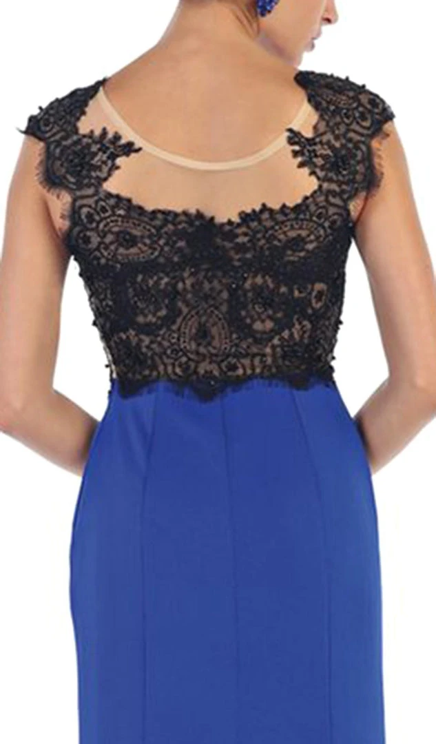 May Queen - RQ7457 Lace Applique Bodice Illusion Neck Evening Dress Formal Gowns 6 May Queen - RQ7457 Lace Applique Bodice Illusion Neck Evening Dress Formal Gowns