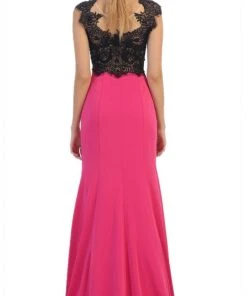 May Queen - RQ7457 Lace Applique Bodice Illusion Neck Evening Dress Formal Gowns 13 May Queen - RQ7457 Lace Applique Bodice Illusion Neck Evening Dress Formal Gowns