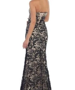 Formal Gowns May Queen - RQ7458 Lace Strapless Corset Bodice Mermaid Evening Dress